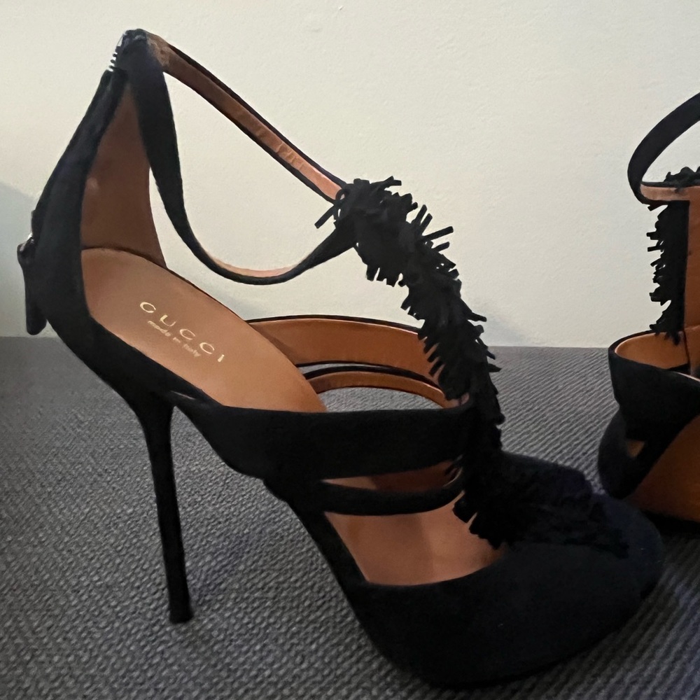 Gucci! 5-Inch Black Suede beautiful sandal! Size 38 Brand New!